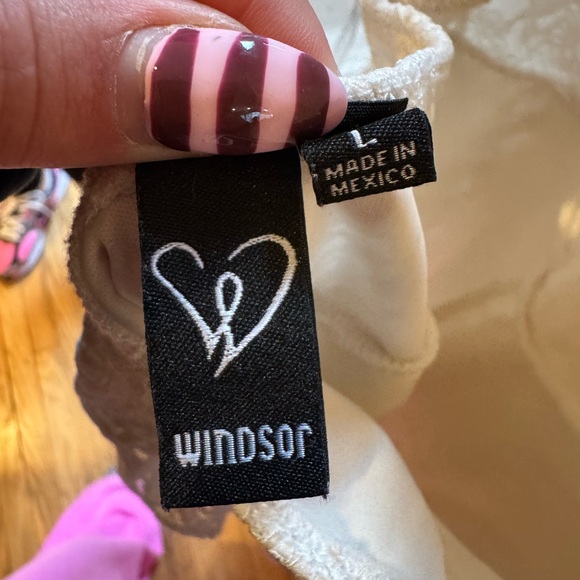 Windsor White Lace Halter Tiered Ruffle  Dress Backless Size Large - Picture 3 of 3